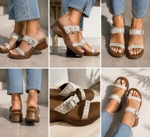 Vintage 90s Y2K Fashion Bug Platform Wedge Sandals Strappy Chunky Size 6.5- 7